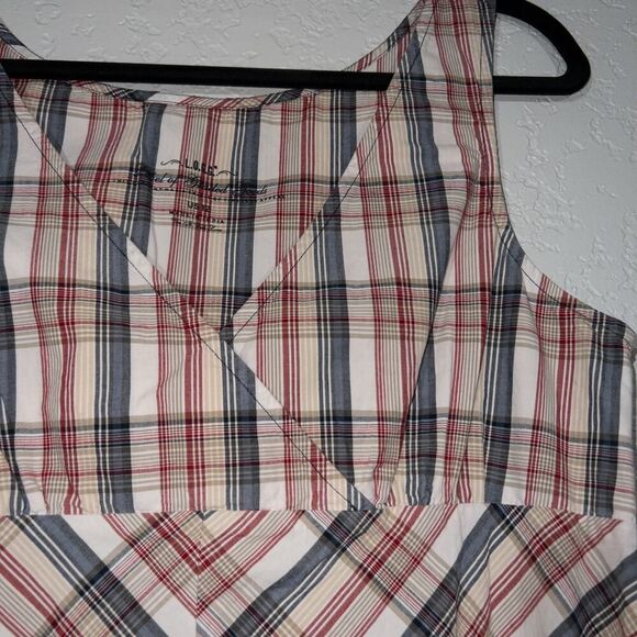 L.O.G.G. H&M Tan Red Plaid Cotton Dress Size 12 - Picture 2 of 7